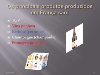 





TGV
Vins (vinhos)
Parfums(perfumes)
Champagne (champanhe)
Fromages (queijos)

18-01-2014

16

 