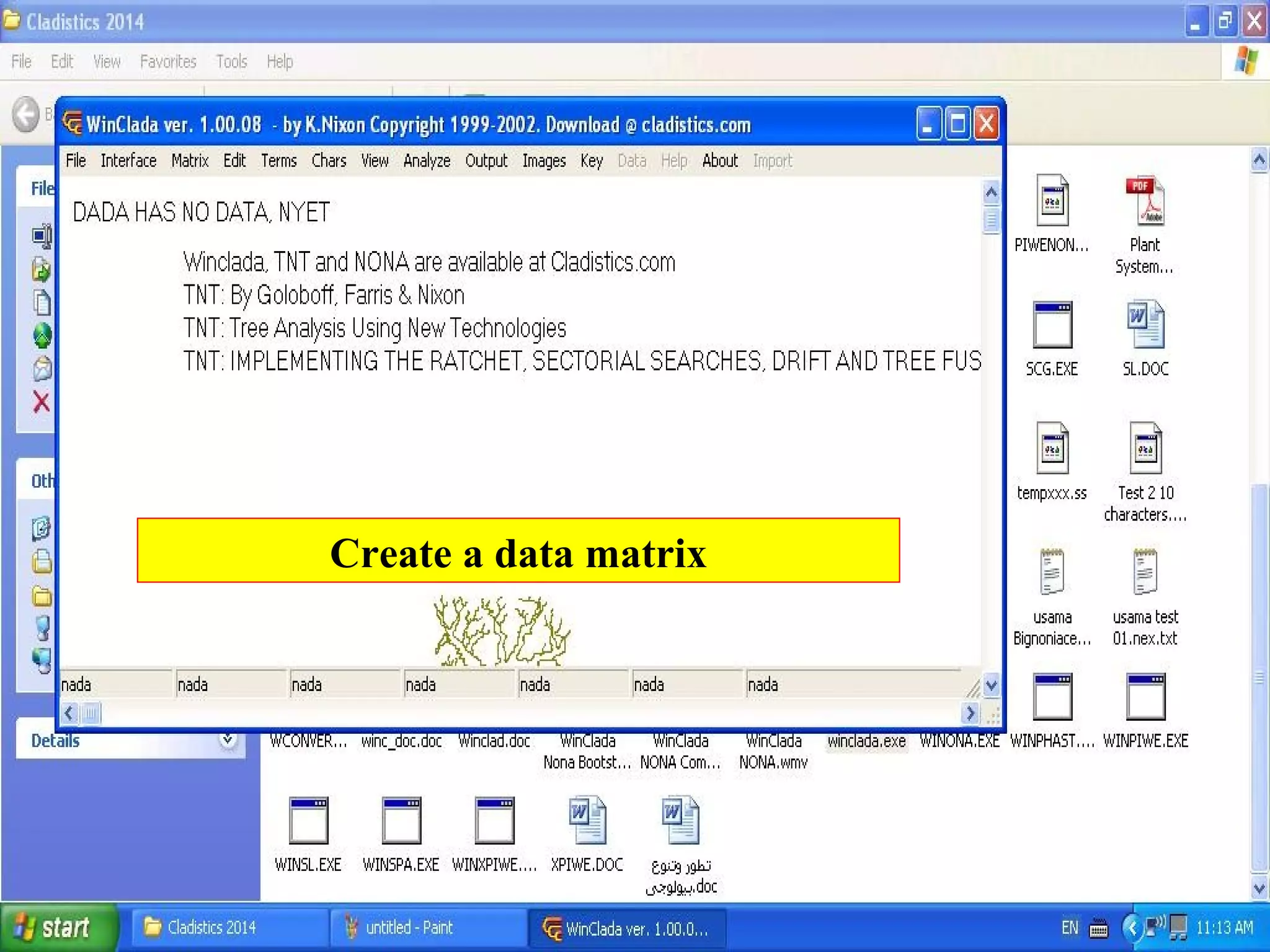 Create a data matrix