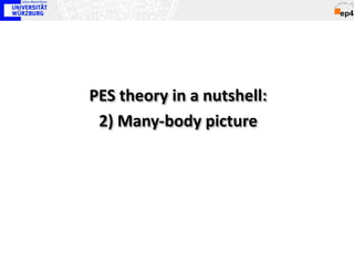 PES theory in a nutshell:
 2) Many-body picture
 