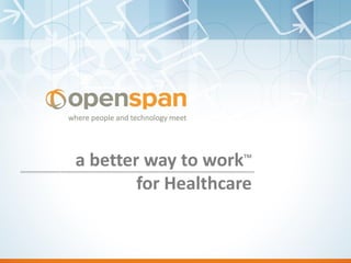 a better way to workTM
for Healthcare
 