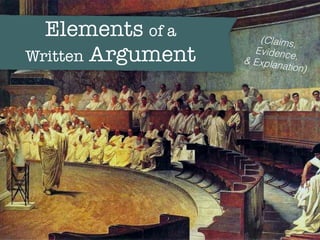 Elements of a
Written Argument
(Claims,
Evidence,& Explanation)
 