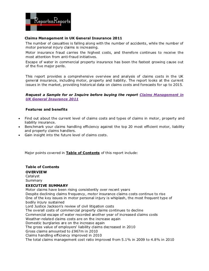 Claims Management in UK General Insurance 2011