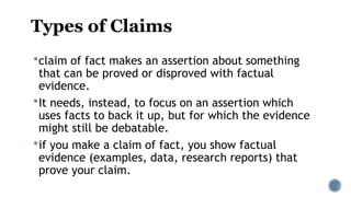 Claims of Fact, Value and Policy RW11.pptx