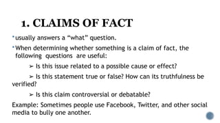 Claims of Fact, Value and Policy RW11.pptx