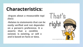 Claims of Fact,Value,Policy- grade 10 english.pptx