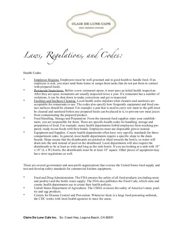 Restaurant Kitchen Rules And Regulations clair de lune restaurant proposal Restaurant Kitchen Rules And Regulations clair de lune restaurant proposal