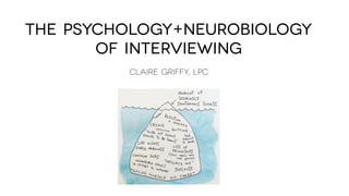 the Psychology+neurobiology
of Interviewing
Claire Griffy, LPC
 