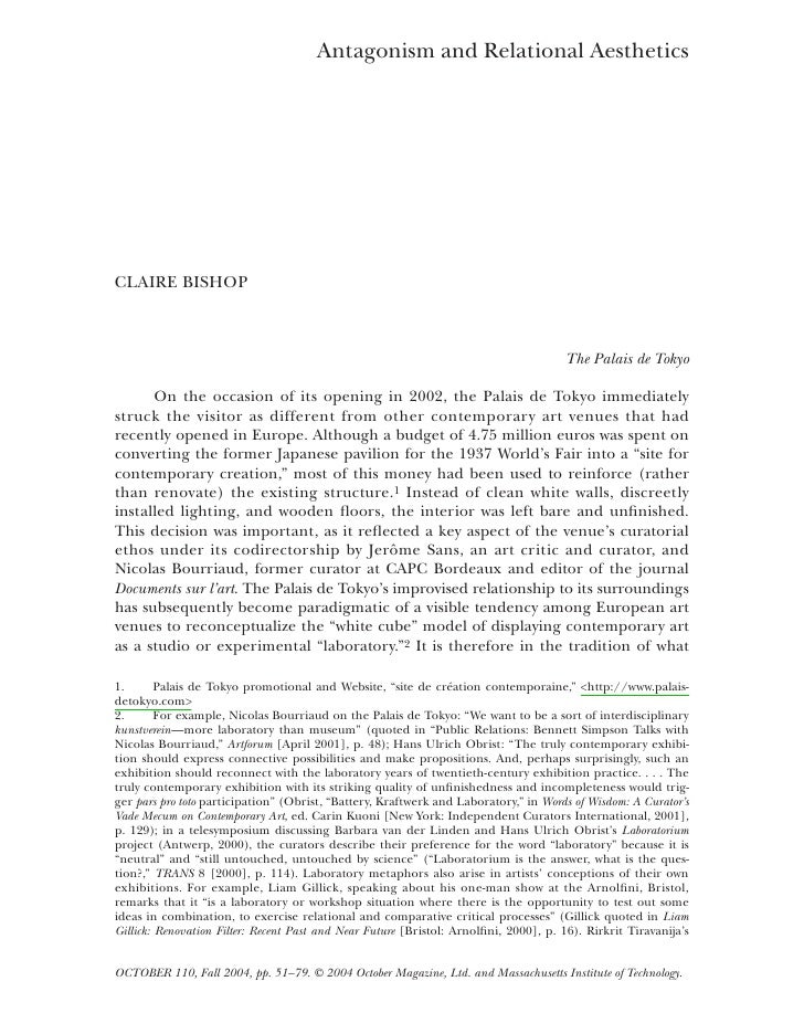 claire bishop antagonism relational aesthetics