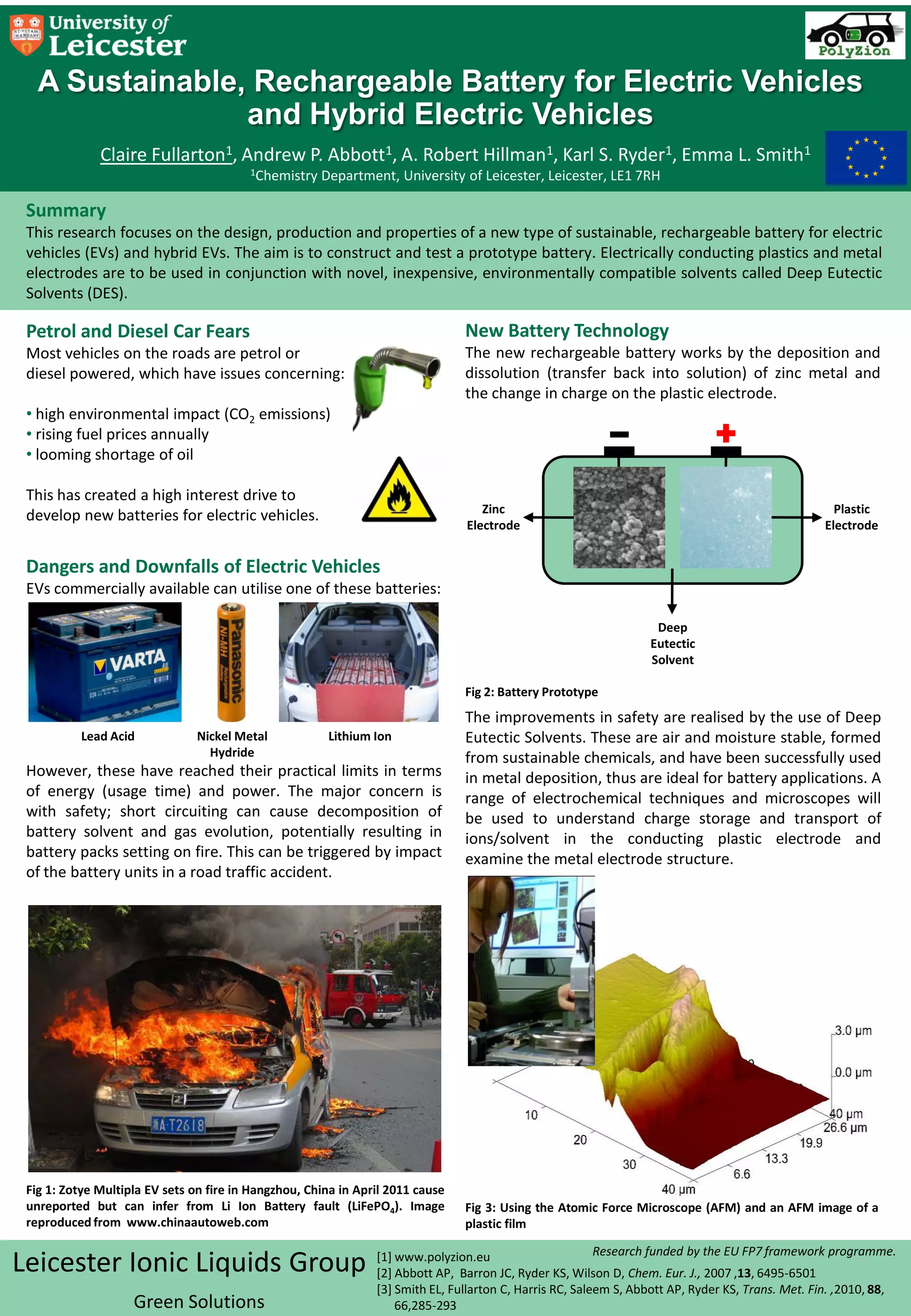 A Sustainable, Rechargeable Battery for Electric Vehicles and Hybrid ...