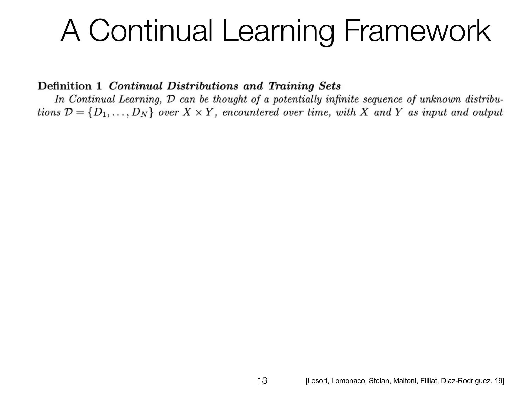 [Lesort, Lomonaco, Stoian, Maltoni, Filliat, Diaz-Rodriguez. 19]
 