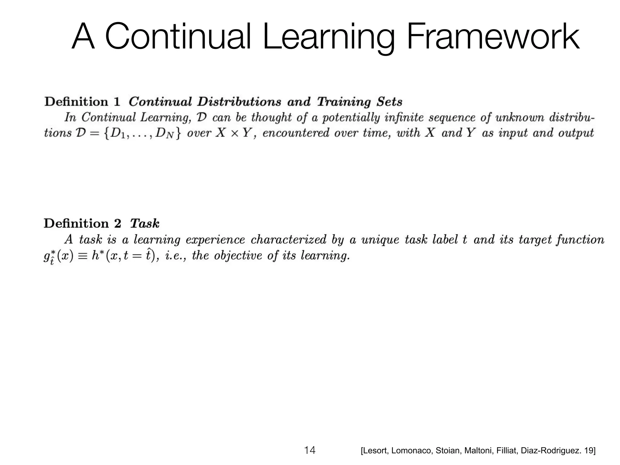 [Lesort, Lomonaco, Stoian, Maltoni, Filliat, Diaz-Rodriguez. 19]
 