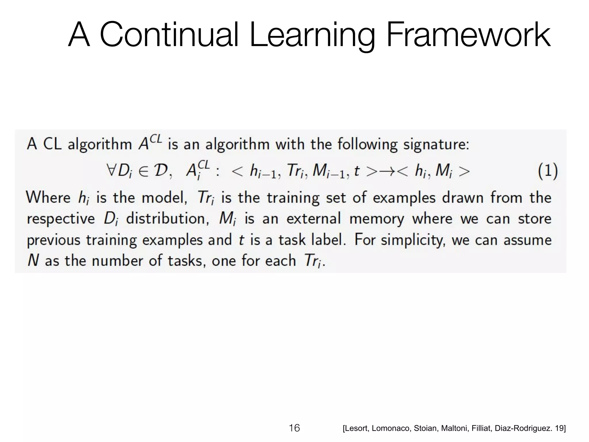 [Lesort, Lomonaco, Stoian, Maltoni, Filliat, Diaz-Rodriguez. 19]
 