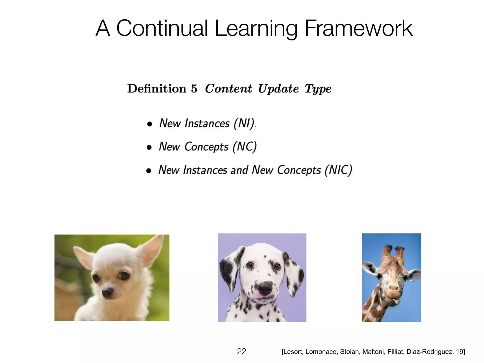 [Lesort, Lomonaco, Stoian, Maltoni, Filliat, Diaz-Rodriguez. 19]
 