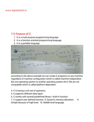 C Programming Language Detailed Notes with Solved program | PDF
