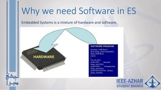 Why we need Software in ES
Embedded Systems is a mixture of hardware and software.
 