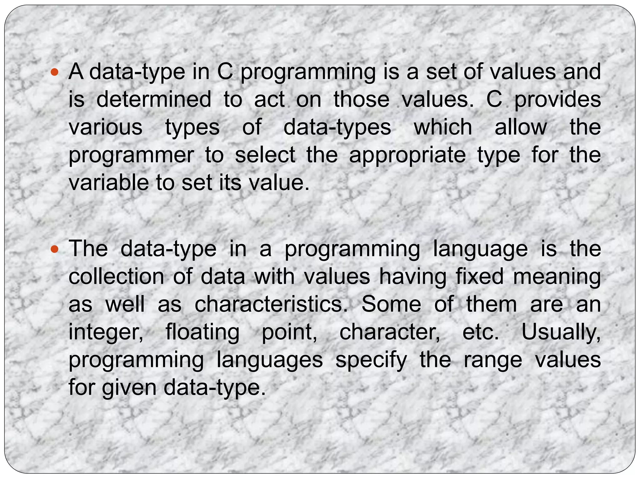 C language data types | PPTX