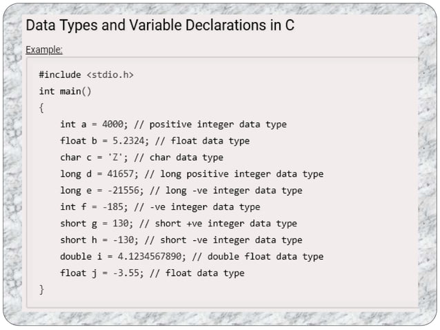 C language data types | PPT