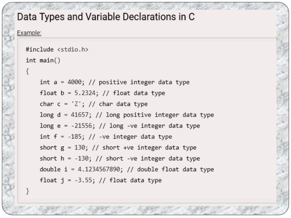 C language data types