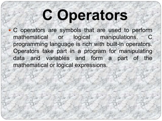 C language operators | PPT