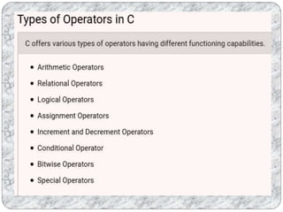 C language operators | PPT
