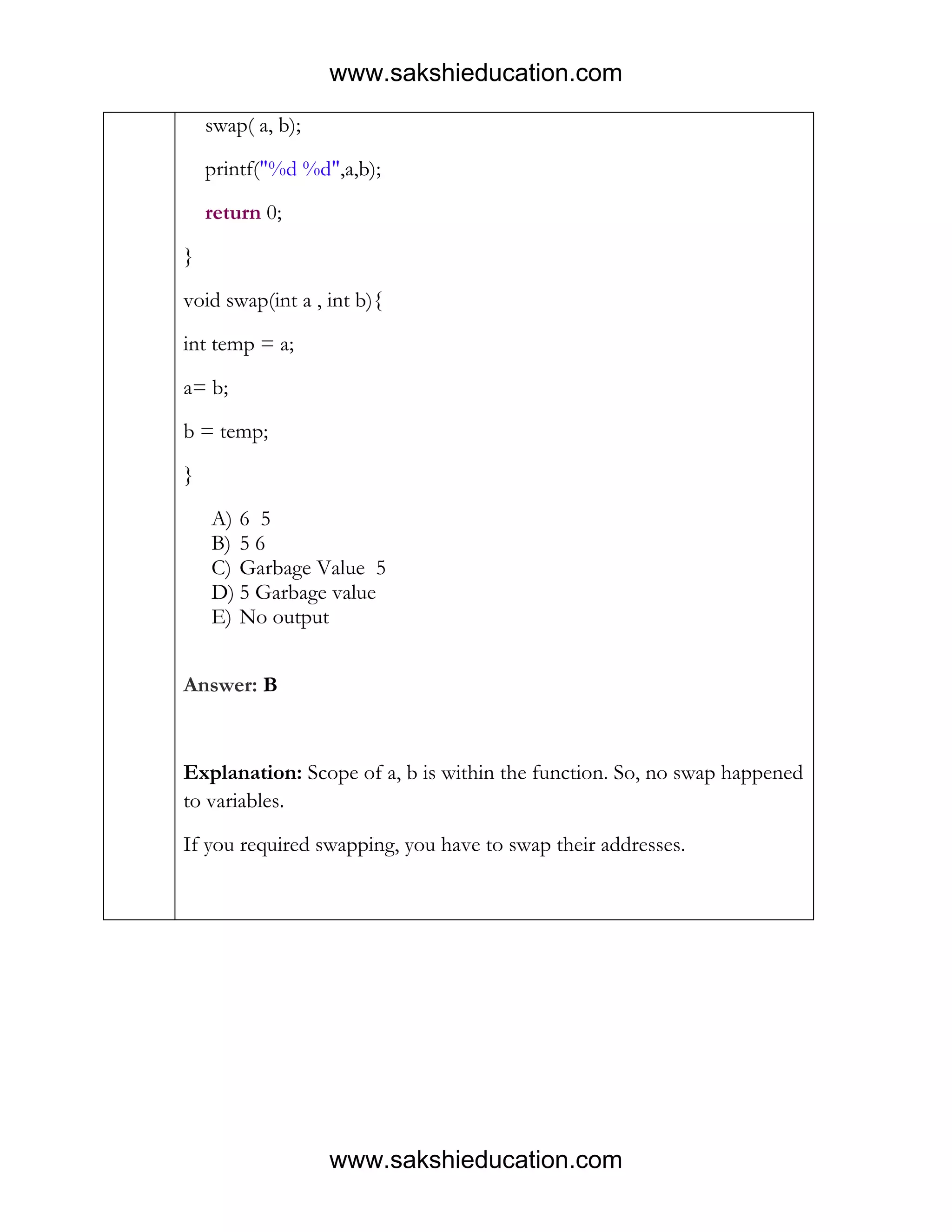 C language questions_answers_explanation | PDF