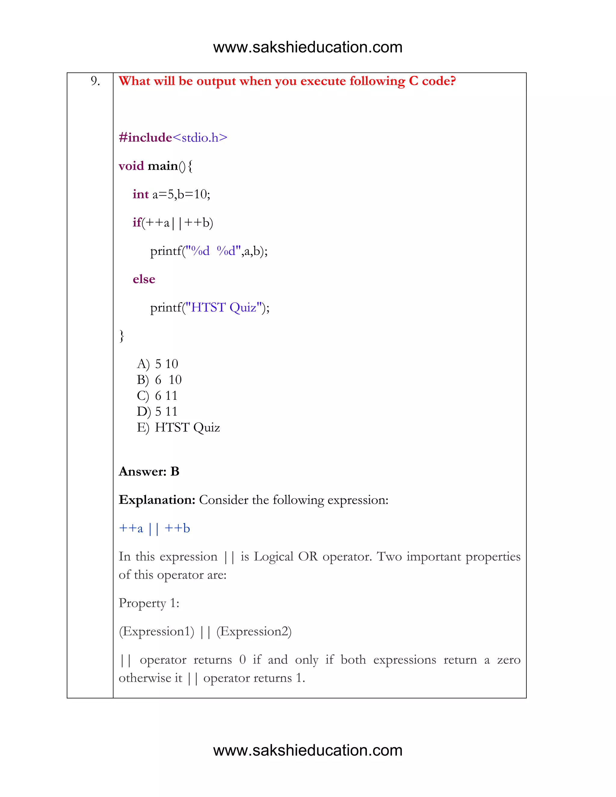 C language questions_answers_explanation | PDF