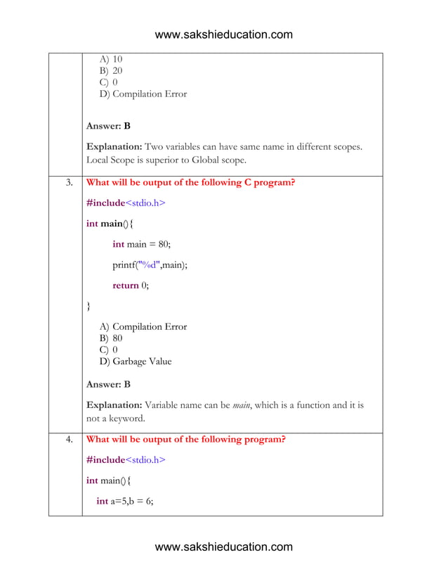 C language questions_answers_explanation | PDF