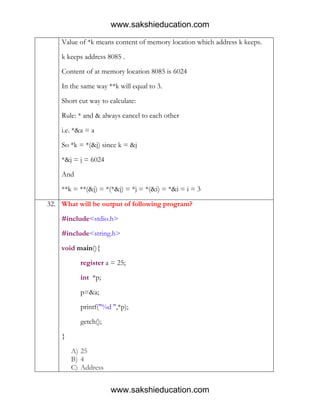 C language questions_answers_explanation | PDF