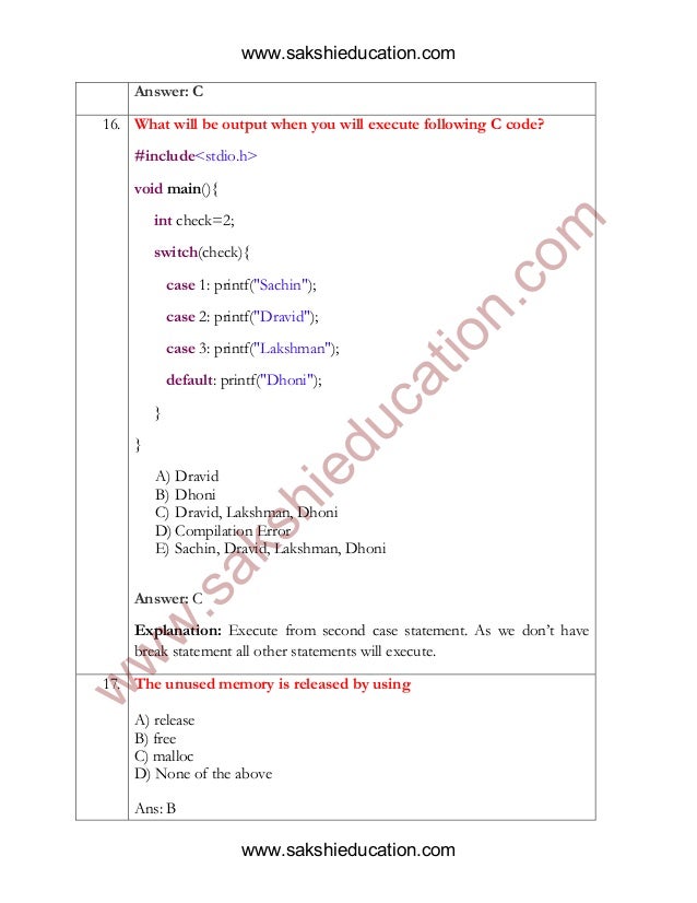 C language questions_answers_explanation