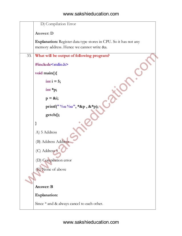 C language questions_answers_explanation