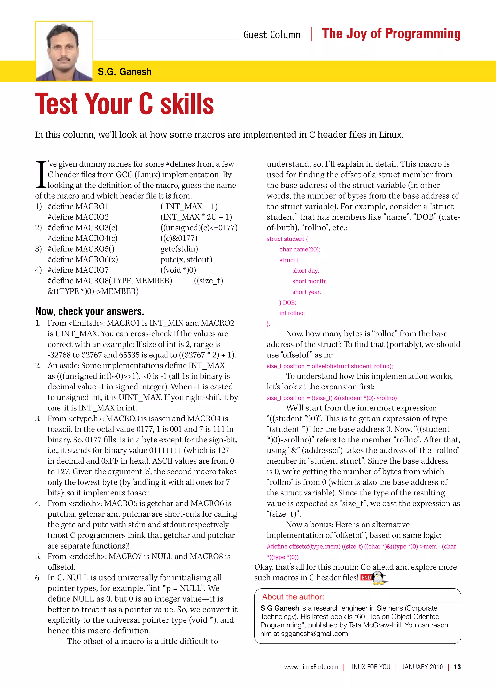 C language sample test | PDF