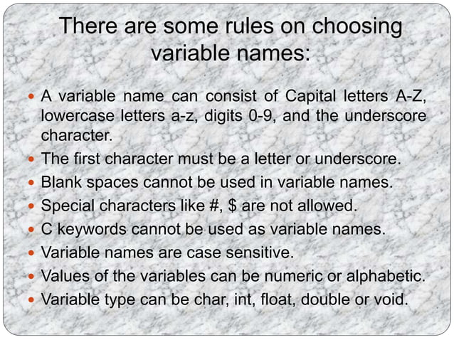 C language variables | PPT