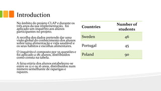 Introduction
No âmbito do projeto CLAP e durante os
três anos da sua implementação, foi
aplicado um inquérito aos alunos
p...