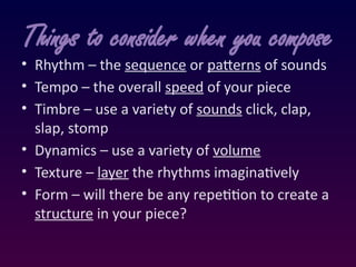 Creative Body Percussion Composition: Clap, Click, Slap, Stomp ...