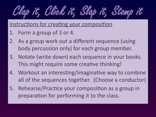 Creative Body Percussion Composition: Clap, Click, Slap, Stomp ...