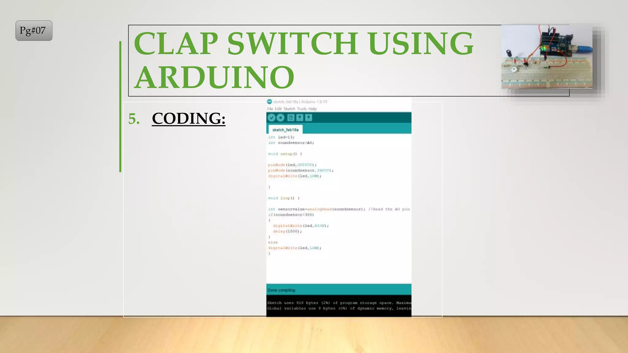 Clap Switch Using Arduino | PPTX