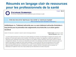 Résumés en langage clair de ressources
pour les professionnels de la santé

 