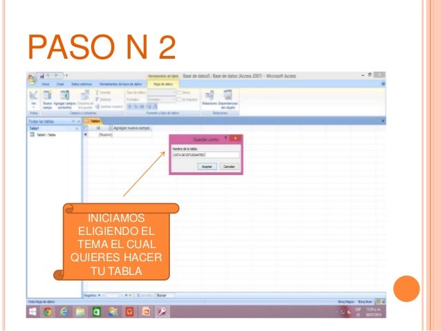 Resultado de imagen para pasos para crear una tabla en access