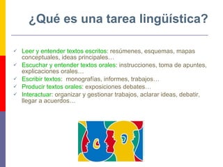 Competencia lingüística en las areas de Secundaria 