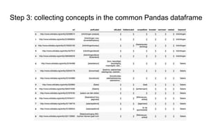 Step 3: collecting concepts in the common Pandas dataframe
 