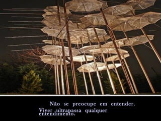 Não se preocupe em entender.Não se preocupe em entender.
Viver ultrapassa qualquerViver ultrapassa qualquer
entendimento.entendimento.
 