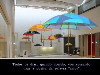 Todos  os  dias,  quando  acordo,  vou  correndo tirar  a  poeira  da  palavra  “amor”. 