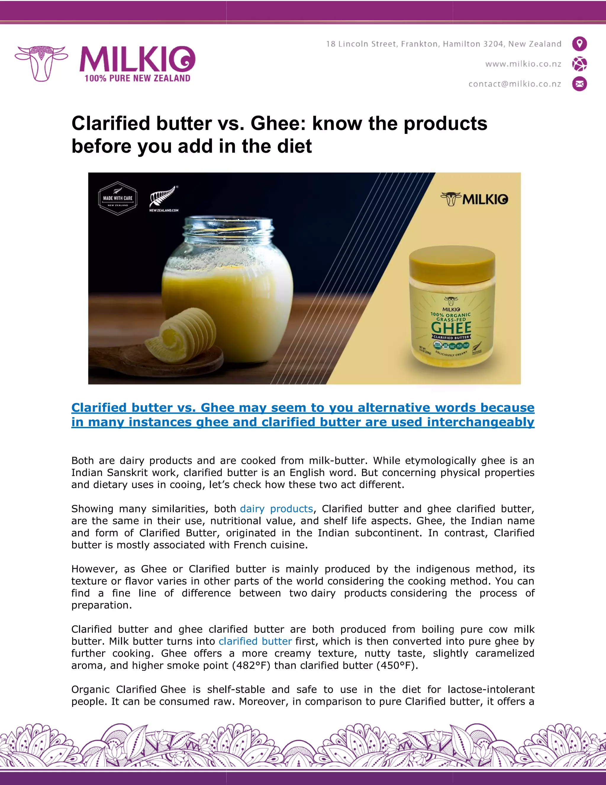 Clarified butter vs ghee PDF