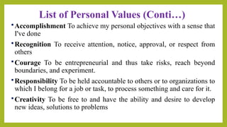 Clarifying personal values and beliefs ppt | PPTX