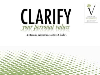 CLARIFYyour personal values
A 40-minute exercise for executives & leaders
 
