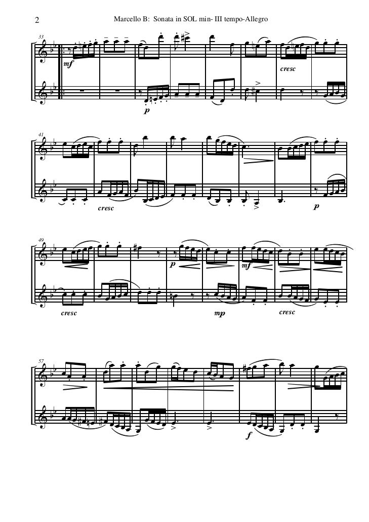 institute] marcello sonata op 2 no 3 cl duet
