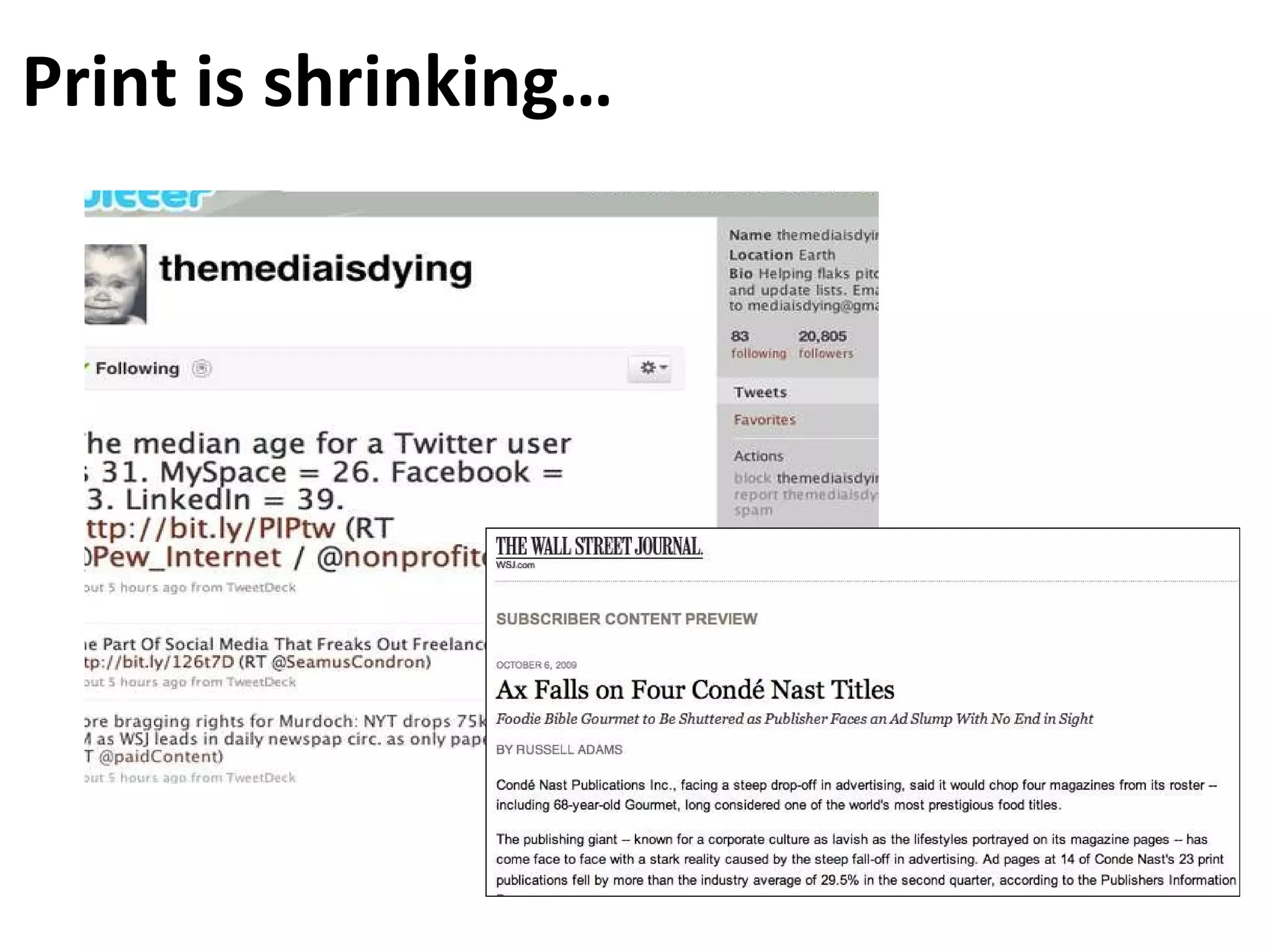 Print is shrinking… 