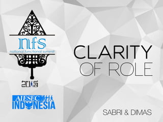 CLARITY
OF ROLE
SABRI & DIMAS
 