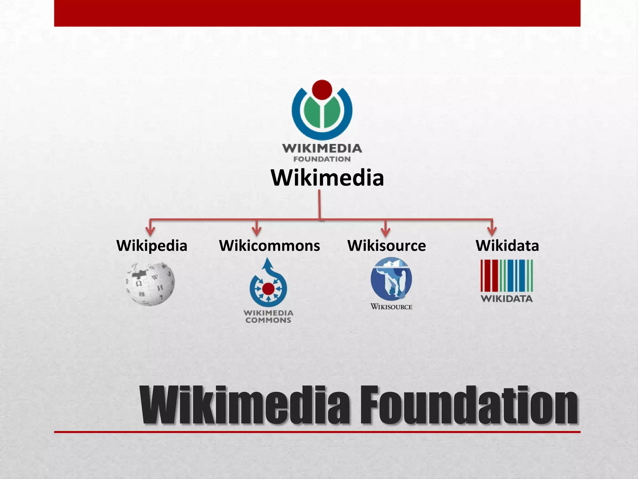 Wikimedia Foundation
Wikimedia
Wikipedia Wikicommons Wikisource Wikidata
 