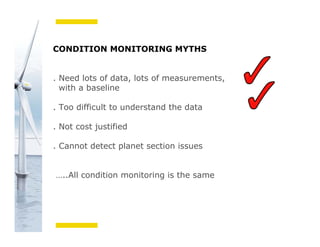Bachmann electronic GmbH
CONDITION MONITORING MYTHS
. Need lots of data, lots of measurements,
with a baseline
. Too difficult to understand the data
. Not cost justified
. Cannot detect planet section issues
…..All condition monitoring is the same
 